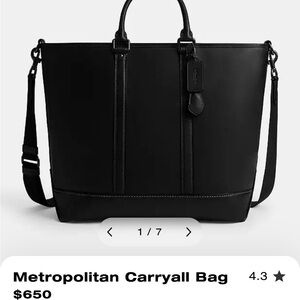 COACH Black Metropolitan Carryall Bag
